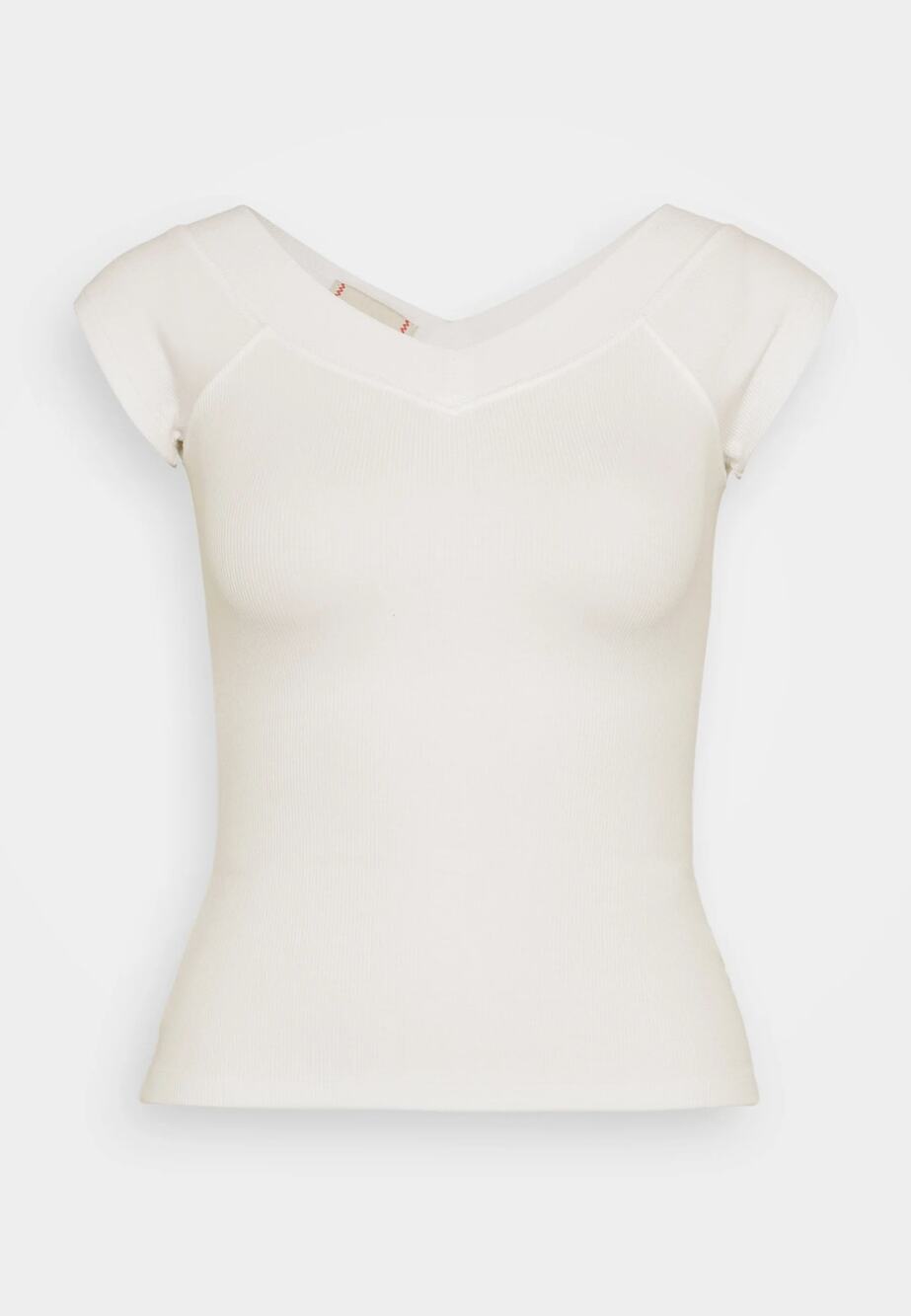 NWOT BDG Urban Outfitters Cream Shannen V-Neck Ribbed Top Size Large